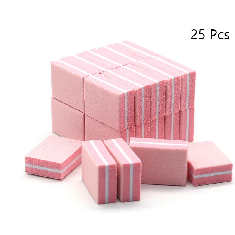 Carta vetrata per Manicure, grana 100/180. Set da 10-25 o 50 pezzi Mini buffer per nail art professionale.