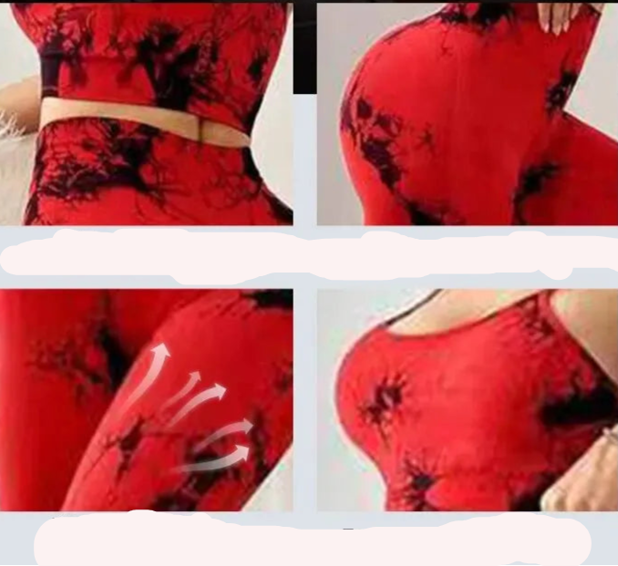 Pantaloni leggins con top. Set elasticizzato, sportivo/casual da donna, quattro colori, tre taglie.