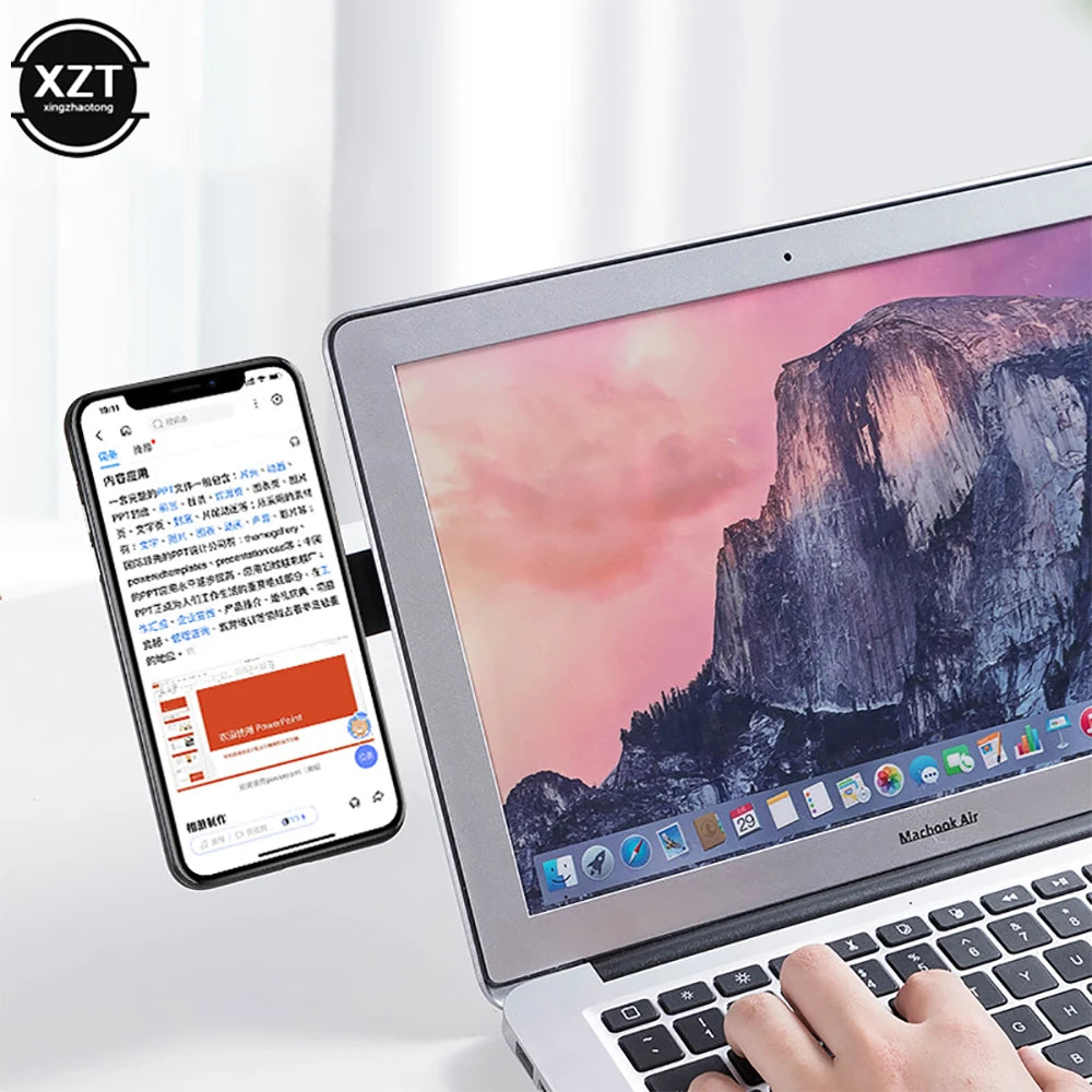 Supporto creativo per telefono. Staffa di espansione per supporto telefono laterale al monitor/tablet.