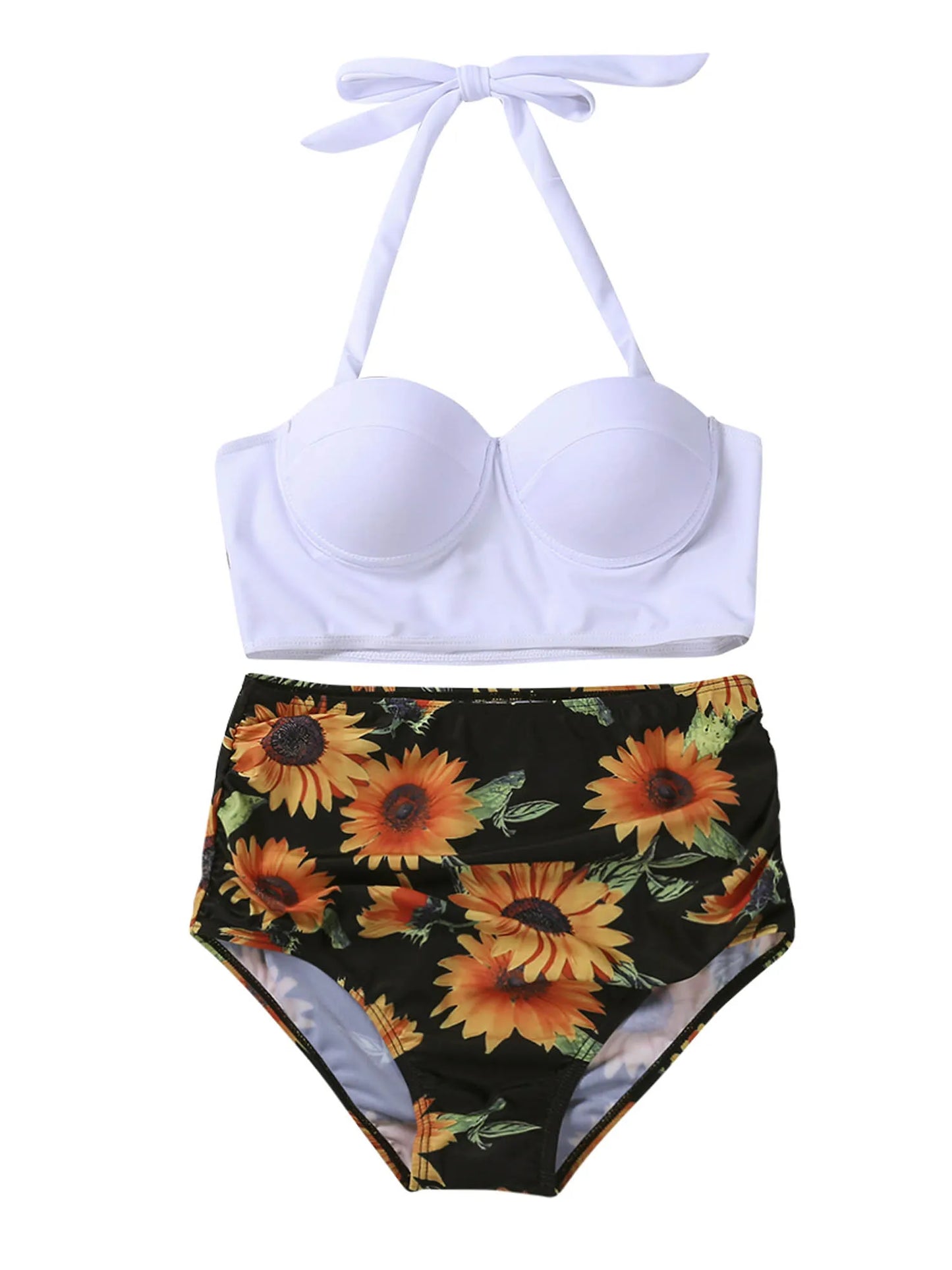 Costume bichini, set 2 pezzi a fascia larga, da donna. Push-up con stampa floreale: eleganza, dinamismo, comfort.