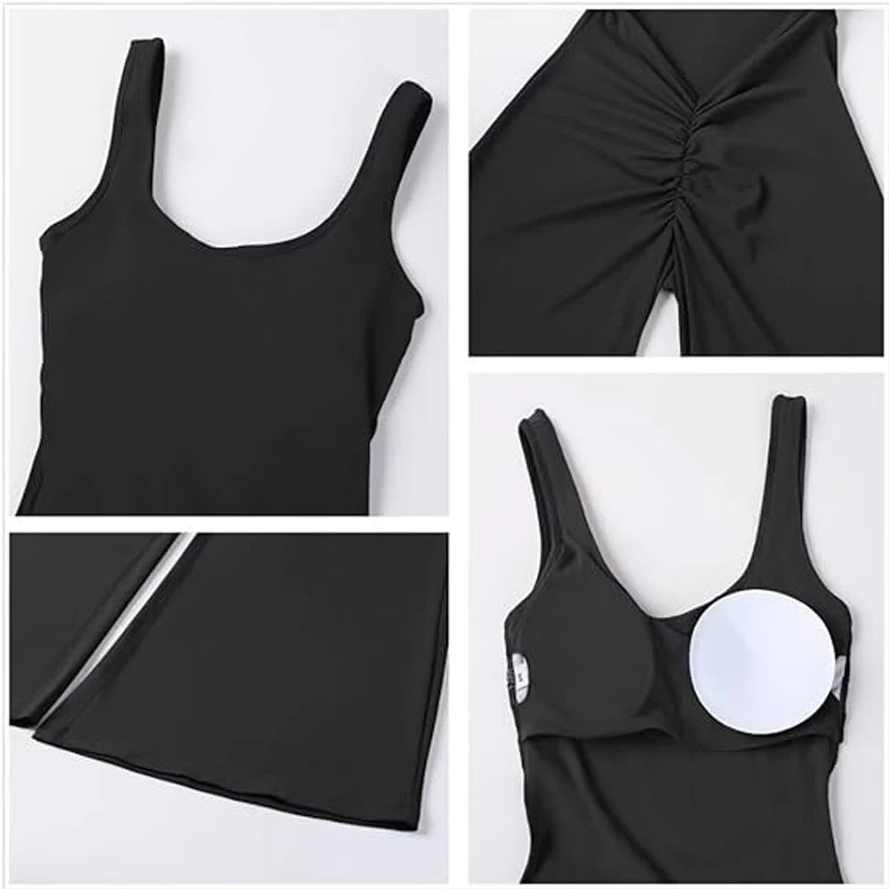 Tuta completa con top. Set pezzo unico elasticizzato, sportivo/casual da donna, 5 colori, 4 taglie.
