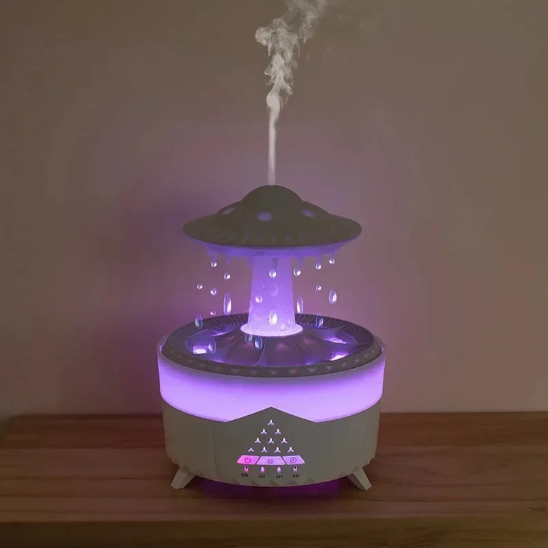Umidificatore con suono di goccia d'acqua piovana e aromaterapia con diffusore di oli essenziali a luce led a 7 colori