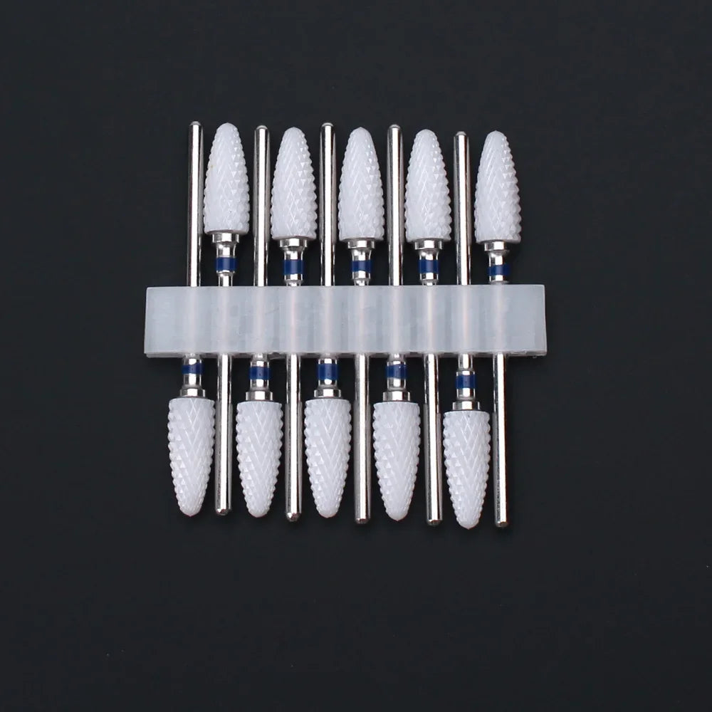 Punte per unghie in pietra di ceramica, Set 10 frese per trapano “nail art”. Essenziali per manicure/pedicure, cura delle unghie.