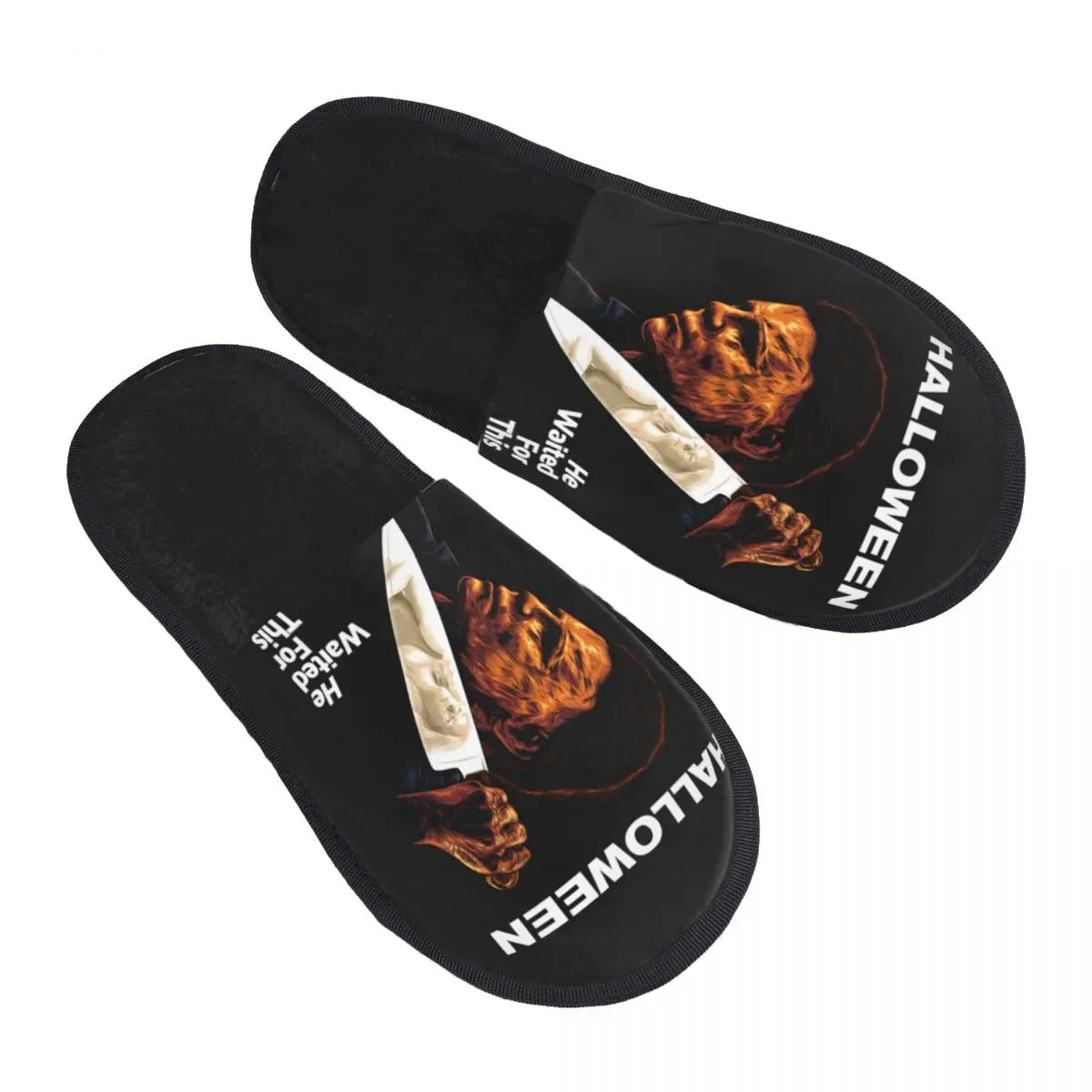 Ciabatta donna/uomo invernale. Con stampa 3d horror, Halloween. Morbide, calde, antiscivolo, in memory foam.