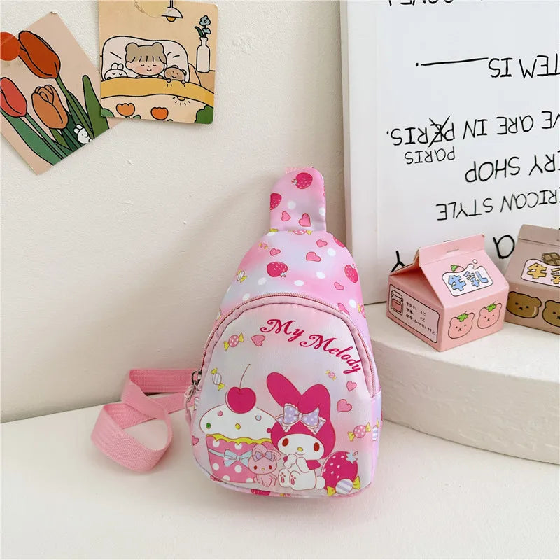 Borse a tracolla per bambini immagini cartoni animati. Borsa versatile alla moda, colori e immagino assortite.