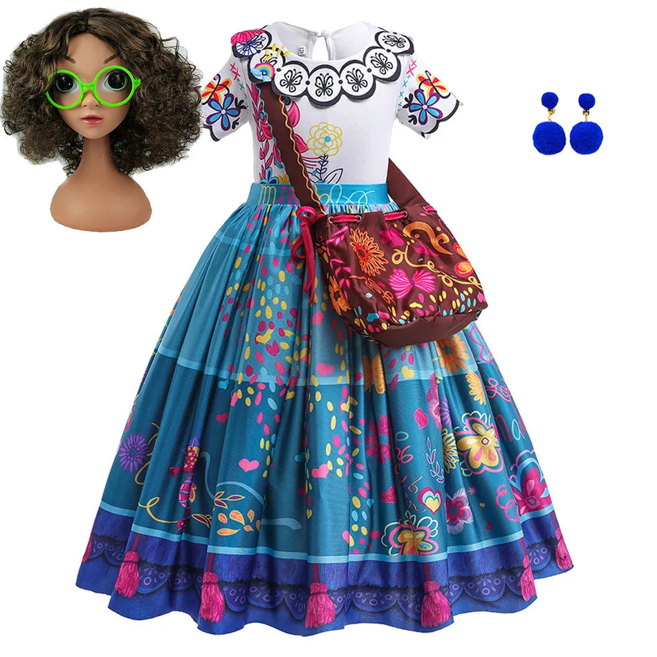 Abito principessa con accessori. Set gioco composto abito e accessori per carnevale, cosplay, feste.