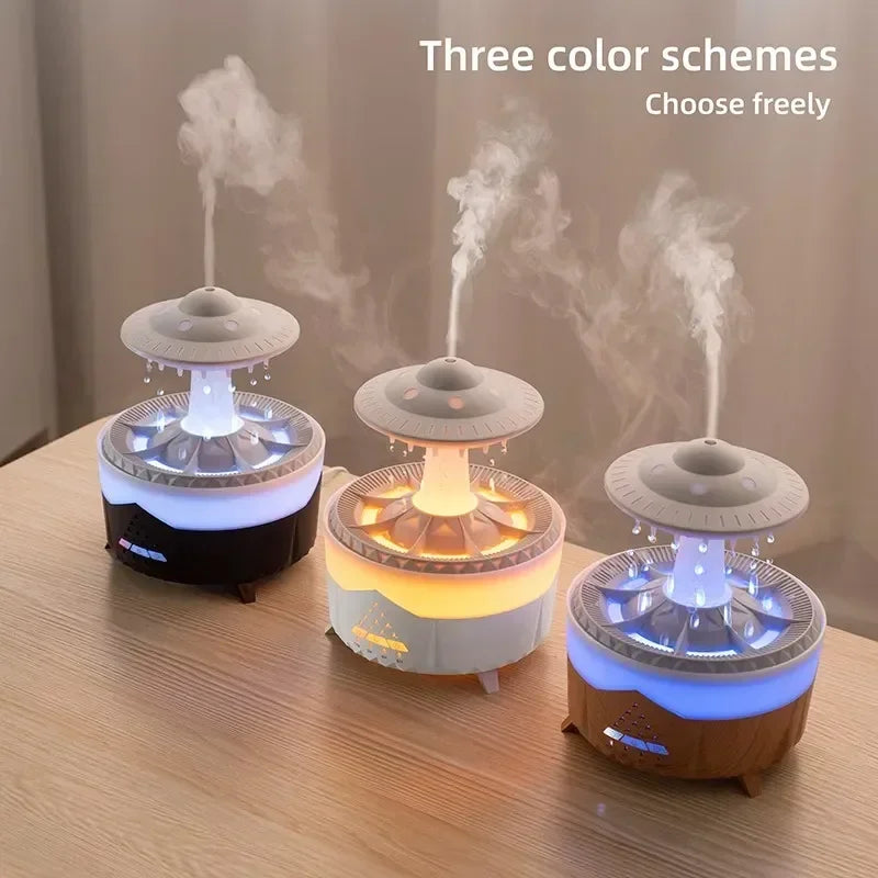 Umidificatore con suono di goccia d'acqua piovana e aromaterapia con diffusore di oli essenziali a luce led a 7 colori