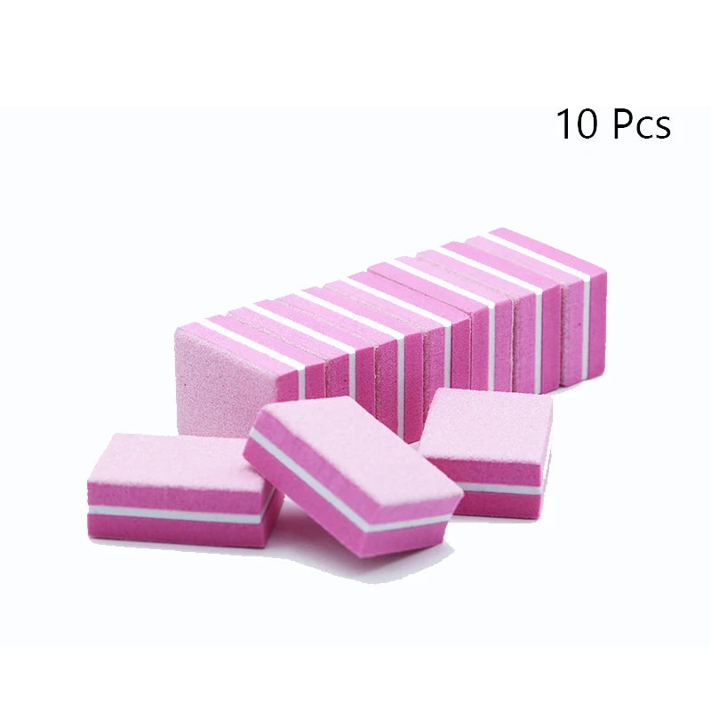 Carta vetrata per Manicure, grana 100/180. Set da 10-25 o 50 pezzi Mini buffer per nail art professionale.