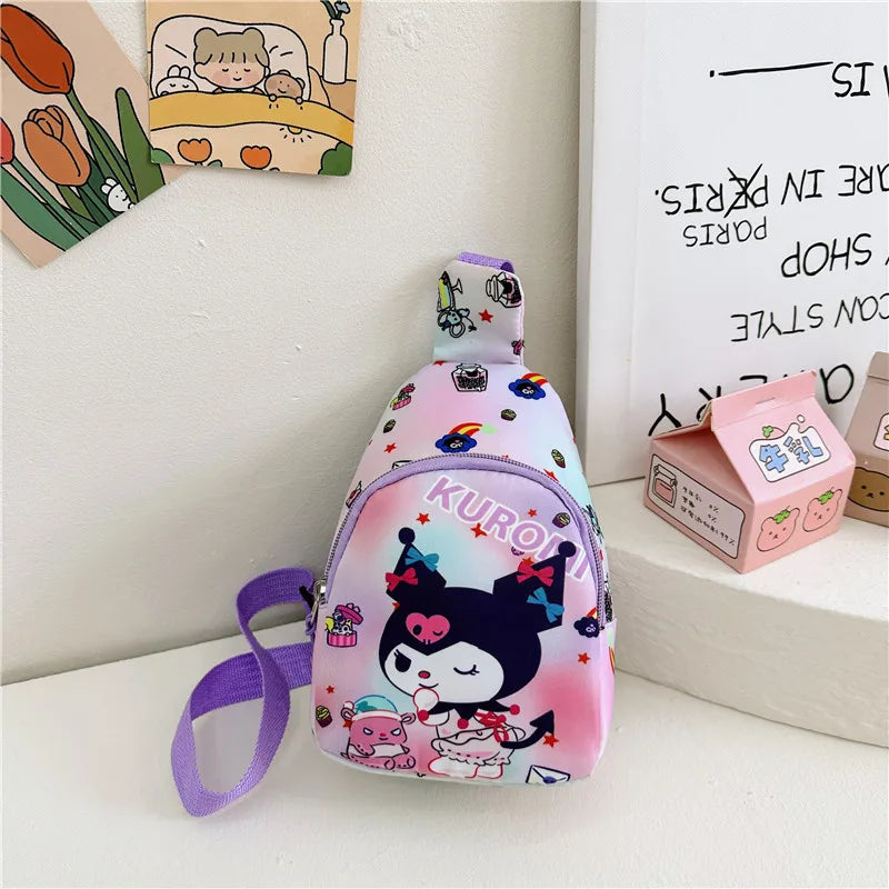 Borse a tracolla per bambini immagini cartoni animati. Borsa versatile alla moda, colori e immagino assortite.