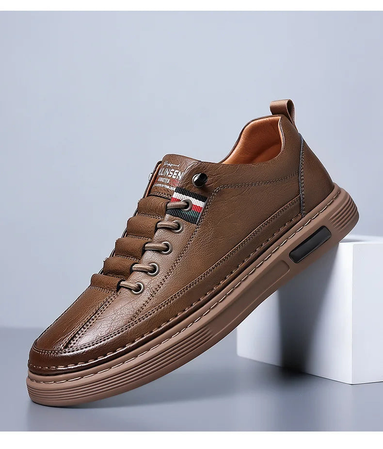 Scarpa primavera/autunno da uomo, in pelle, impermeabile, traspirante, morbida e resistente. Tre colori, dal 39 al 44.