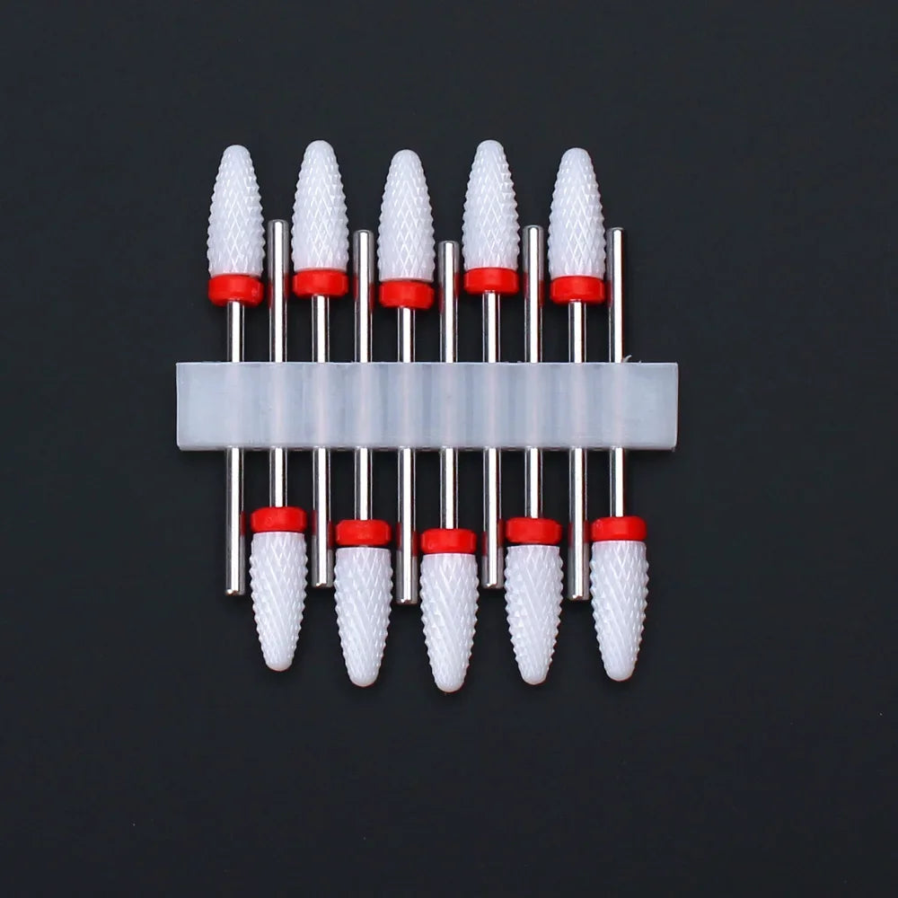 Punte per unghie in pietra di ceramica, Set 10 frese per trapano “nail art”. Essenziali per manicure/pedicure, cura delle unghie.