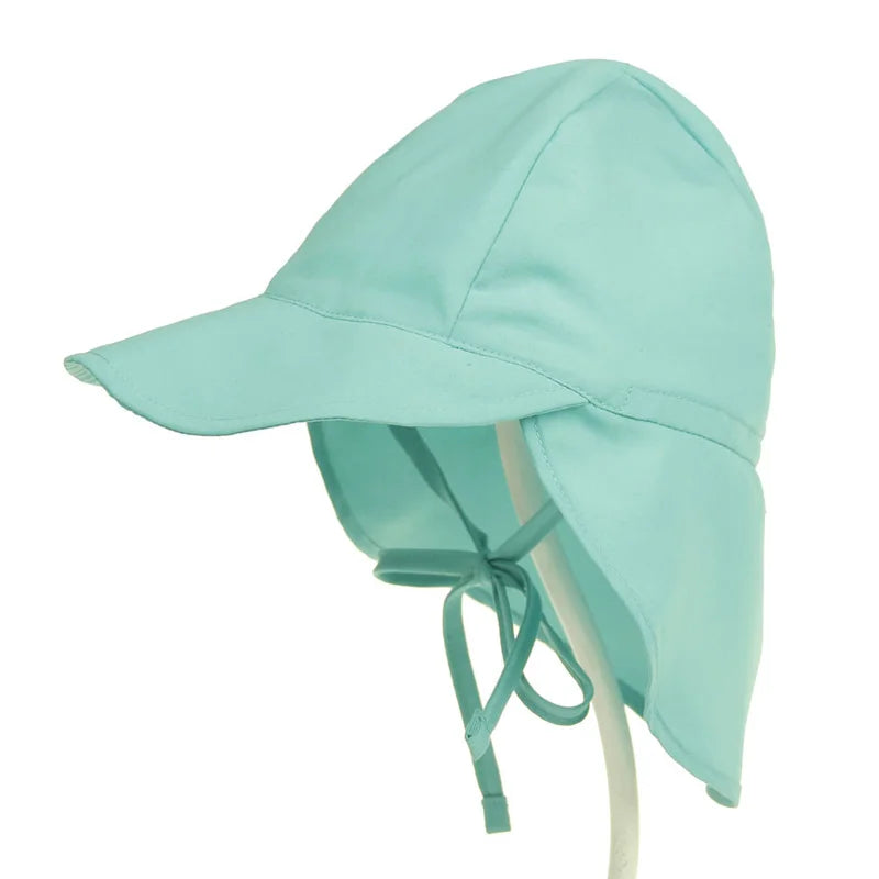 Cappello primavera/estate unisex per bambini con grande tesa e telo posteriore. Protezione a 360° in poliestere traspirante.