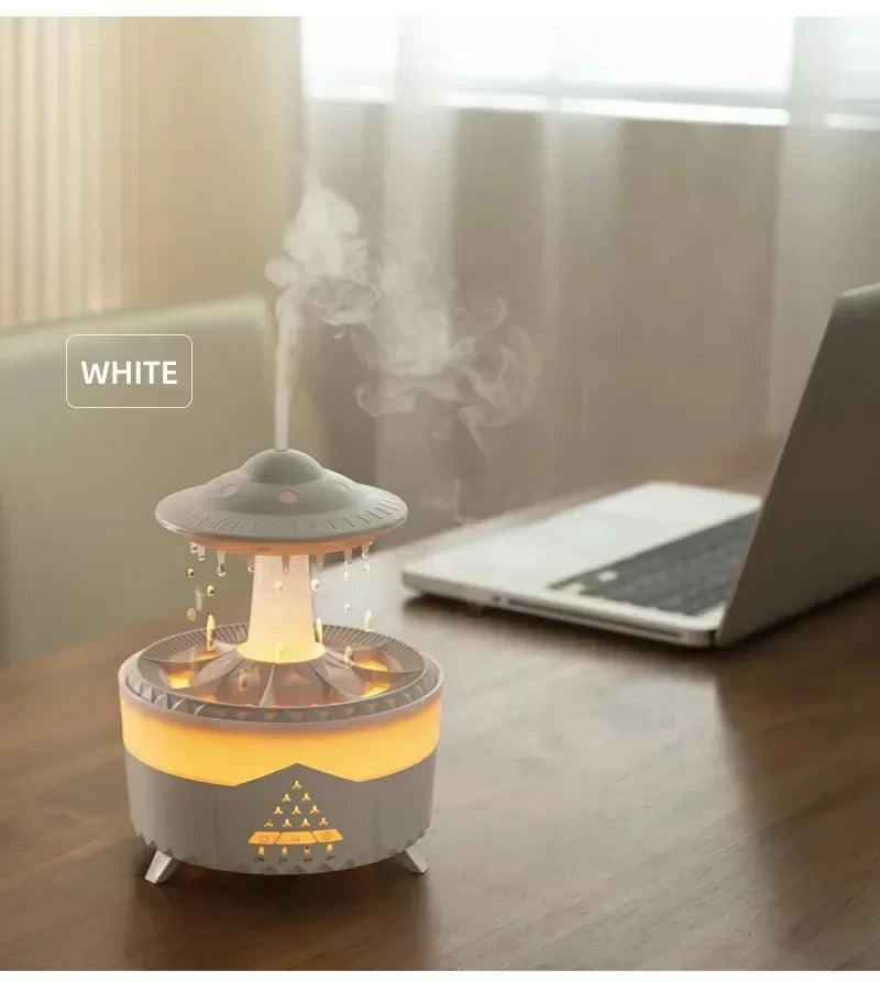 Umidificatore con suono di goccia d'acqua piovana e aromaterapia con diffusore di oli essenziali a luce led a 7 colori