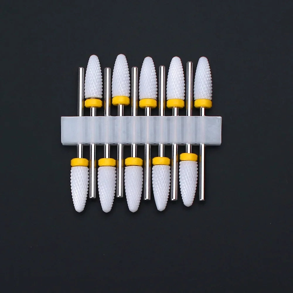 Punte per unghie in pietra di ceramica, Set 10 frese per trapano “nail art”. Essenziali per manicure/pedicure, cura delle unghie.