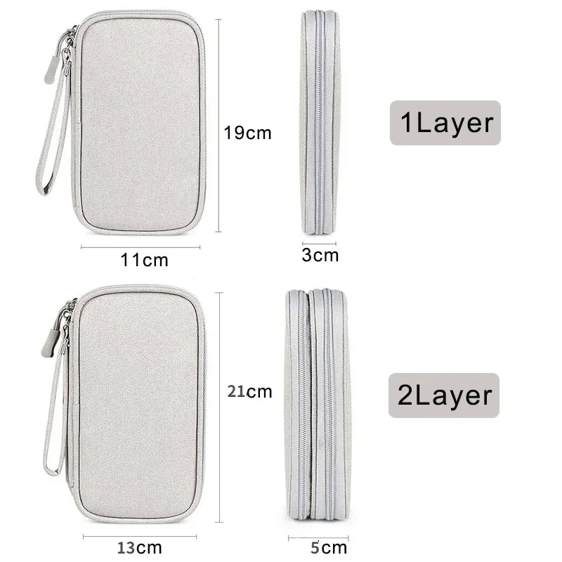 Mini-Borsa da viaggio per cavi. Custodia impermeabile per archiviazione digitale portatile per caricabatterie, cavo dati.