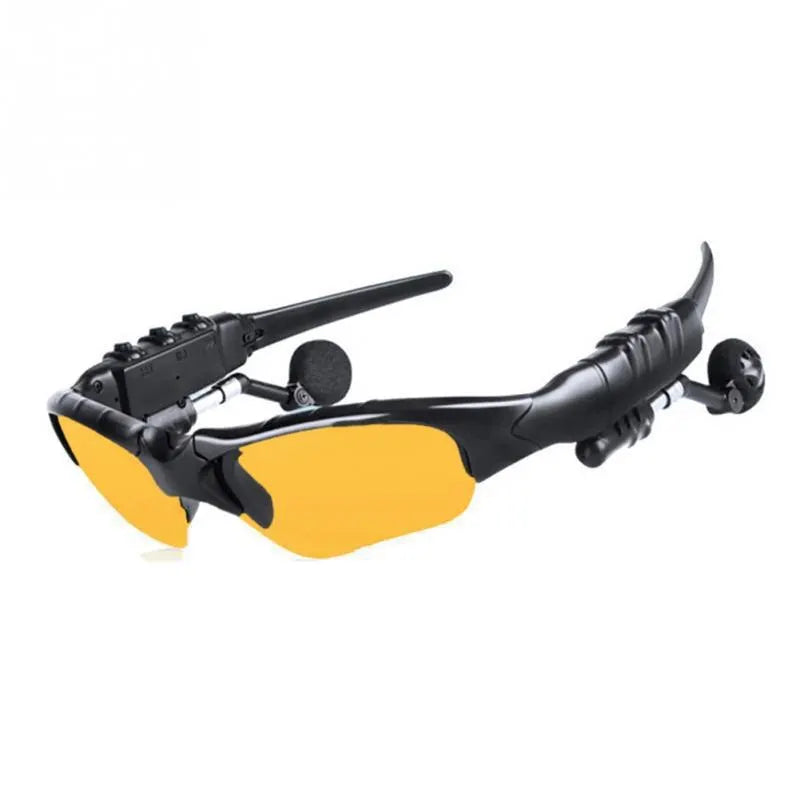 Occhiali con cuffie stereo antirumore, wireless con microfono. Da sole, per guida, ciclismo, sport.