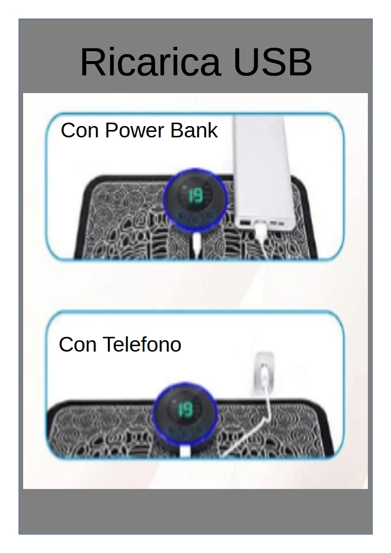 Massaggiatore elettrico per piedi. Tappeto per rilassamento muscolare.