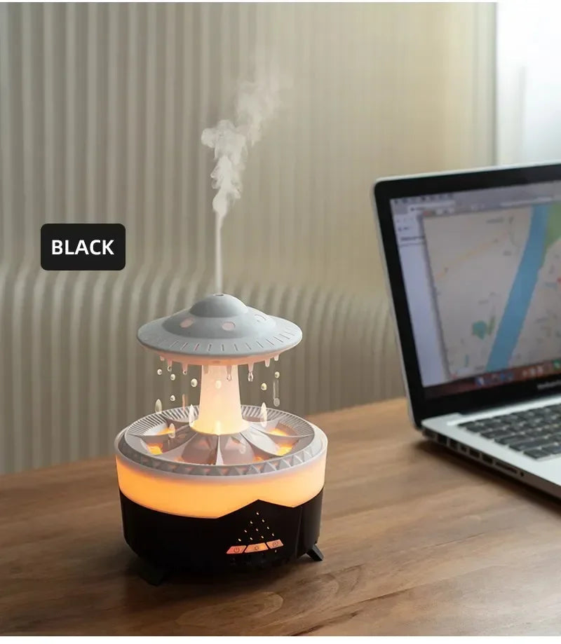 Umidificatore con suono di goccia d'acqua piovana e aromaterapia con diffusore di oli essenziali a luce led a 7 colori