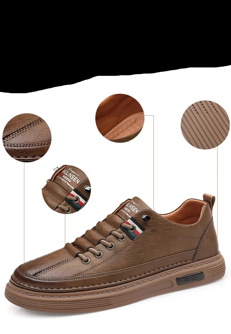 Scarpa primavera/autunno da uomo, in pelle, impermeabile, traspirante, morbida e resistente. Tre colori, dal 39 al 44.