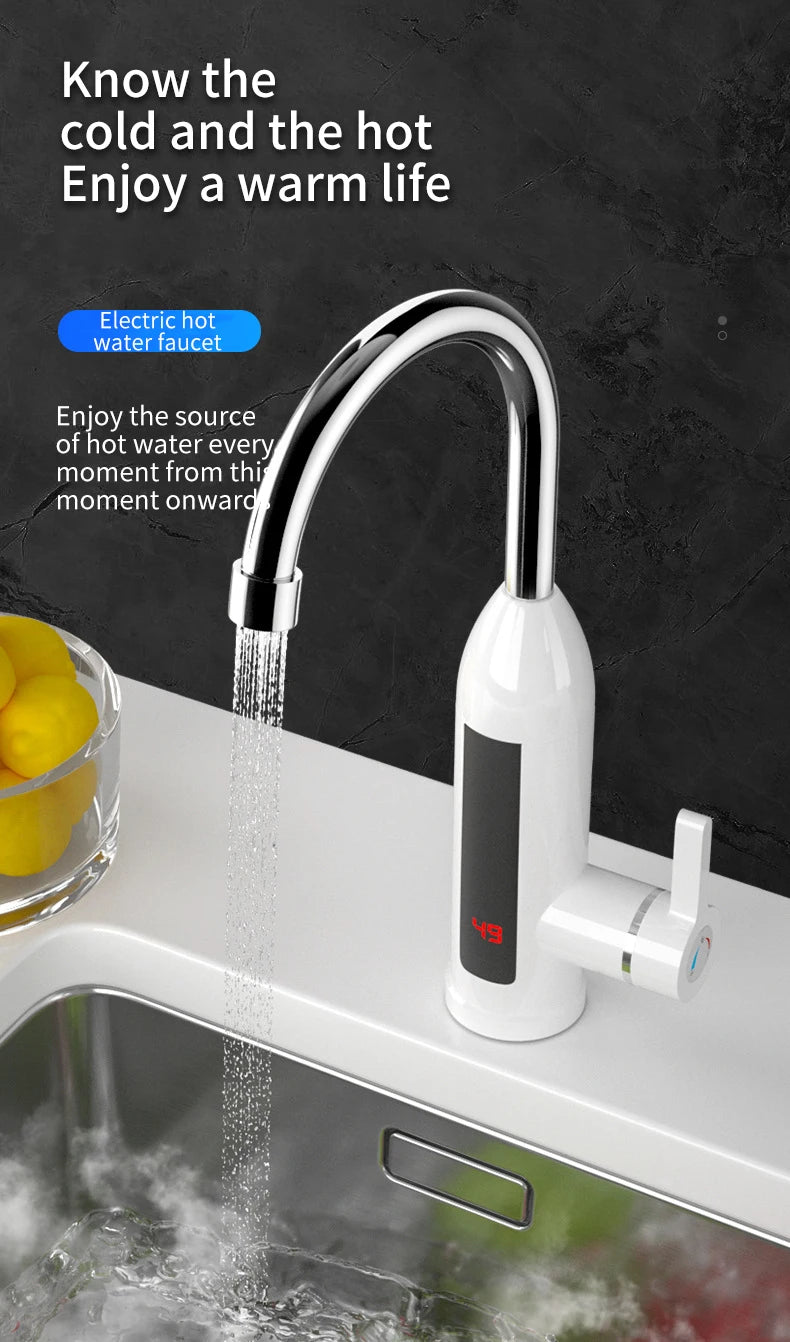 Rubinetto scaldabagno istantaneo elettrico 3000w in acciaio inossidabile.
