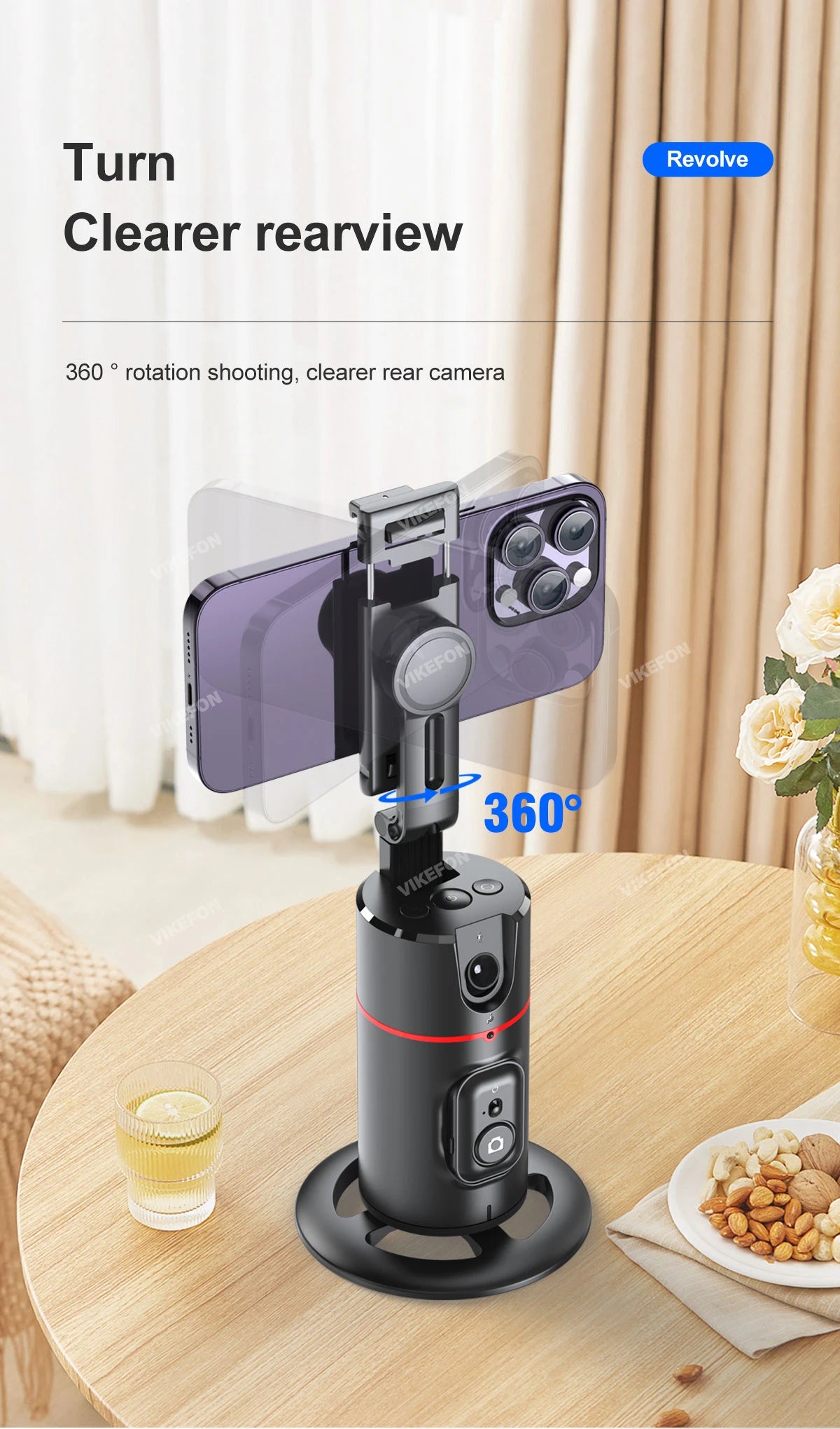 Nuovo stabilizzatore cardanico integrato con rotazione a 360 gradi, con telecomando per fotografia con movimento, rilevamento del viso.