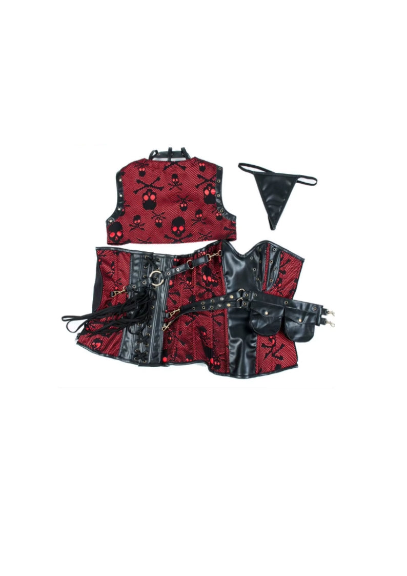 Abito da donna. Set top con gonna e con accessori. Ideale come costume per carnevale, cosplay, feste.