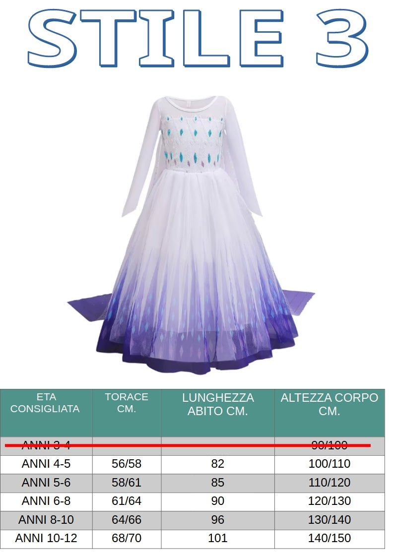 Abito principessa per carnevale, cosplay, feste. Modello a scelta.