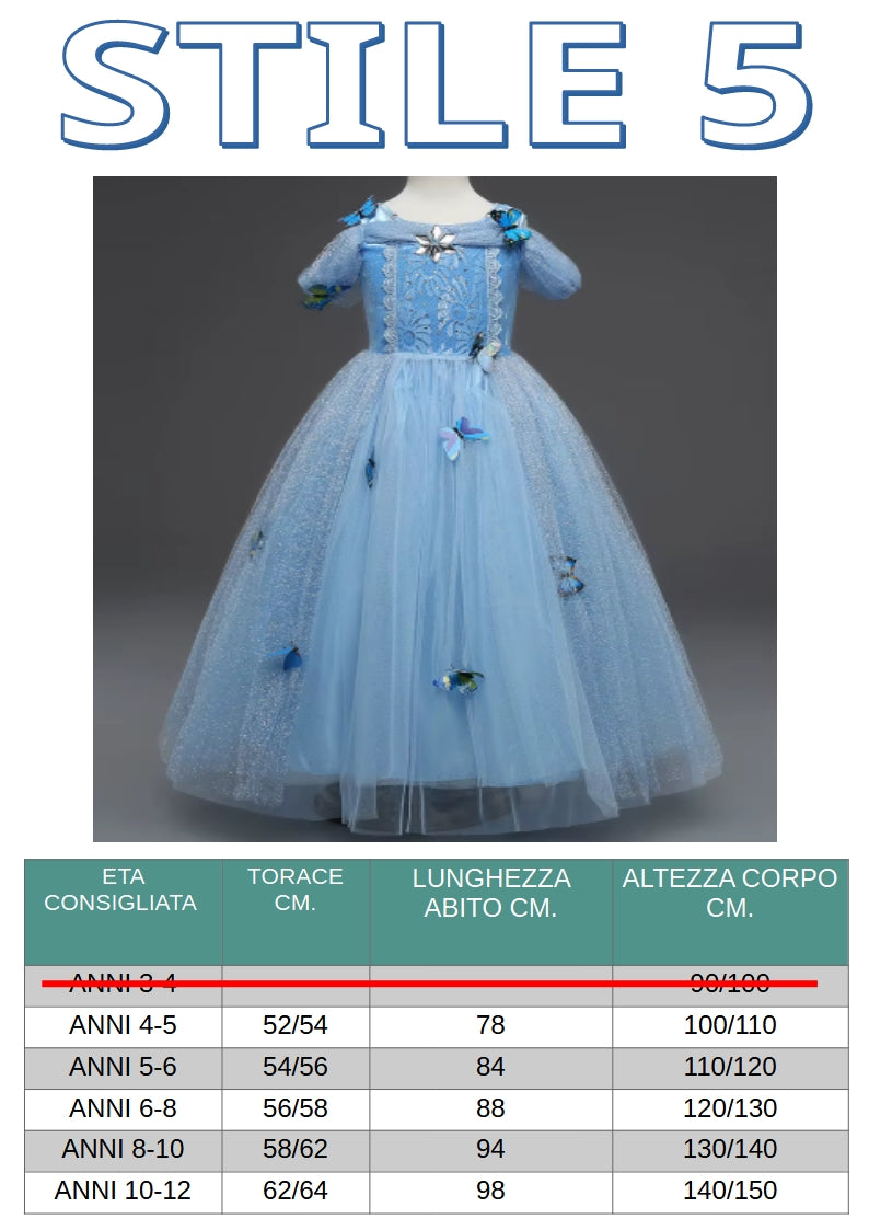 Abito principessa per carnevale, cosplay, feste. Modello a scelta.