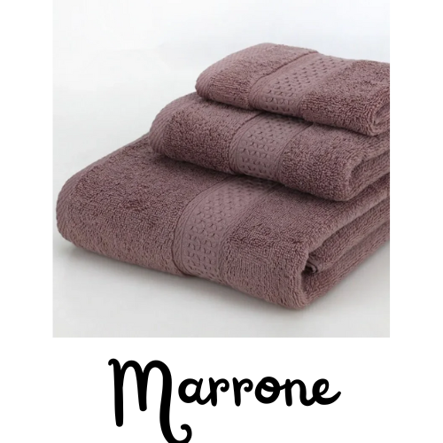 Asciugamano 100% cotone, tinta unita, 3 misure disponibili. Super assorbente e asciugatura rapida.