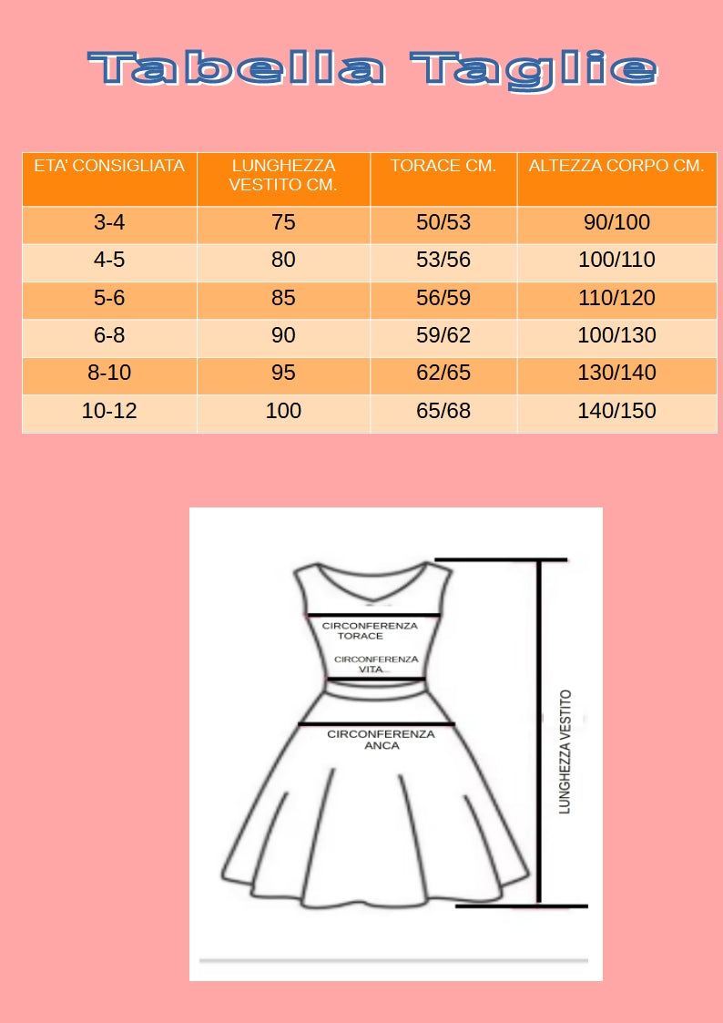 Abito principessa con accessori. Set gioco composto abito e accessori per carnevale, cosplay, feste.
