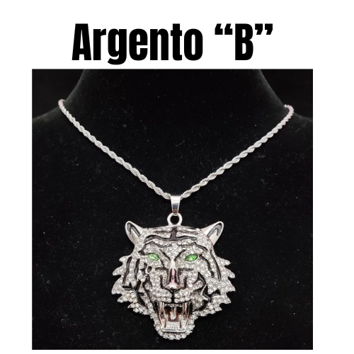Hip Hop 3D Tiger Pendant Necklace with 13mm Crystal Cuban Chain HipHop Iced Out Bling Necklaces Men Women Fashion Charm Jewelry