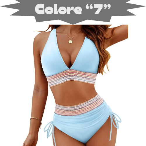 2025 Women's Shoulder High Waist Split Bikini Swimsuit Set with Chest Cushion and Adjustable Shoulder Straps