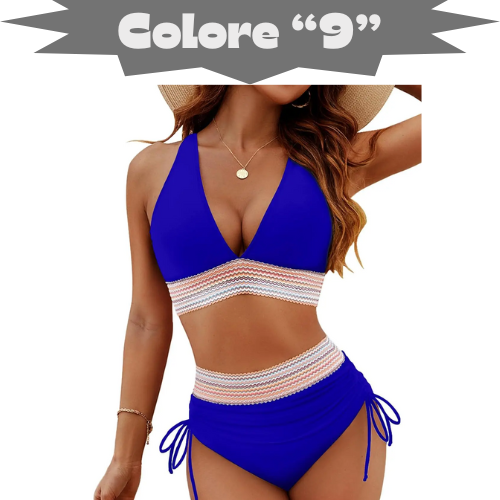 2025 Women's Shoulder High Waist Split Bikini Swimsuit Set with Chest Cushion and Adjustable Shoulder Straps