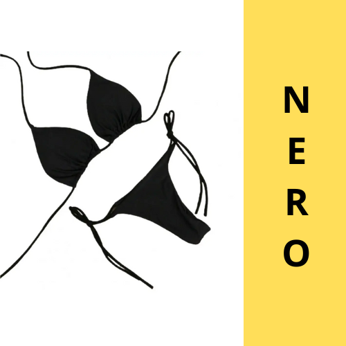 Costume Da Bagno “Perizoma” da Donna. Set 2 Pezzi tinta unita con cinturino regolabile.