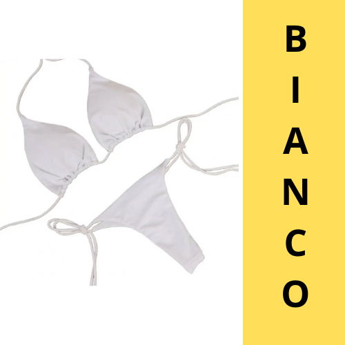 Costume Da Bagno “Perizoma” da Donna. Set 2 Pezzi tinta unita con cinturino regolabile.