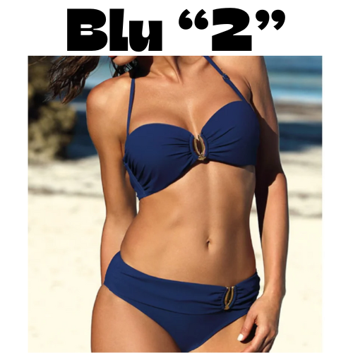 Costume Da Bagno “Push-up” da Donna. Set 2 Pezzi tinta unita con cinturino regolabile.