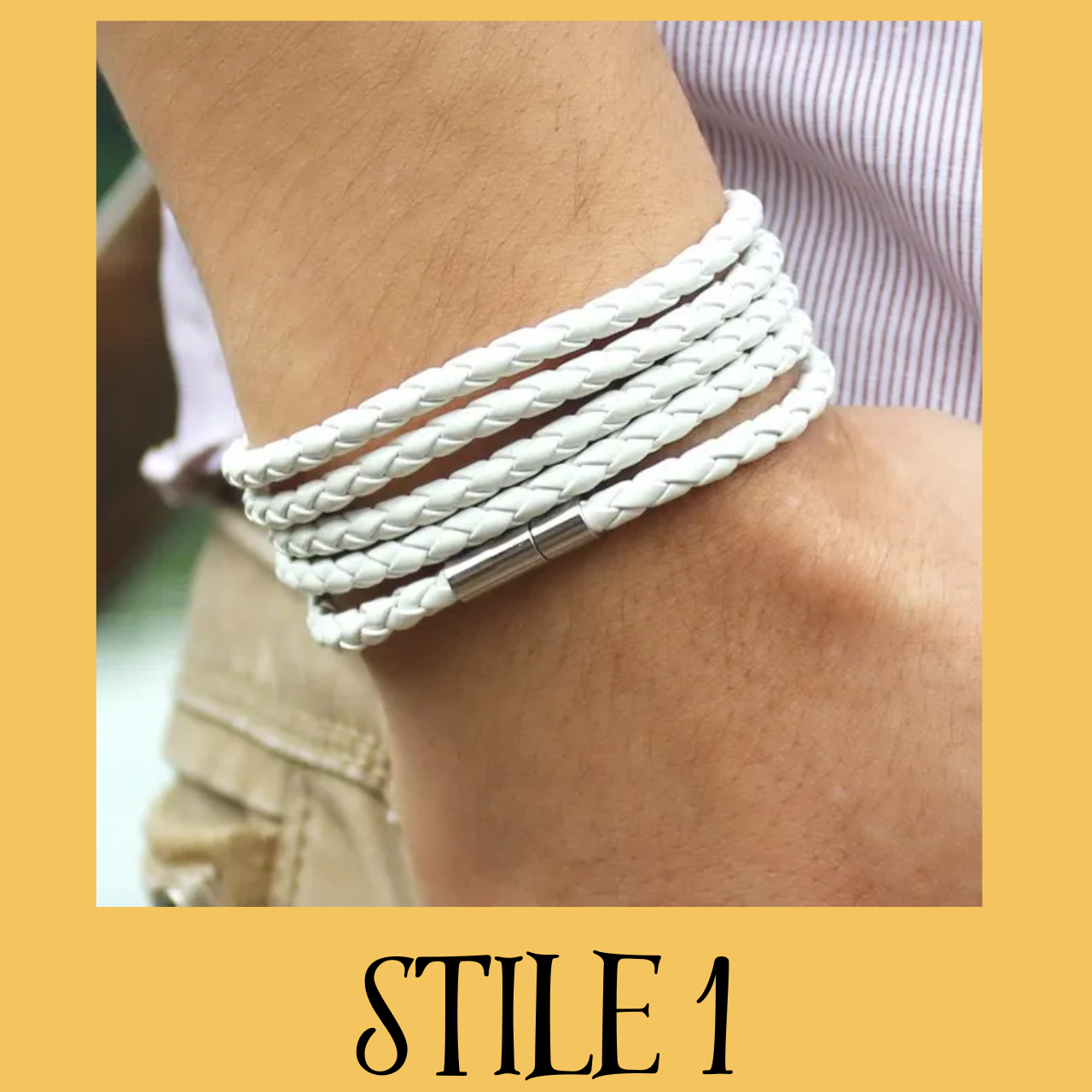 Bracciale lunghezza 90 cm. 5 giri polso, colori assortiti per polsi da 17 a 20 cm.