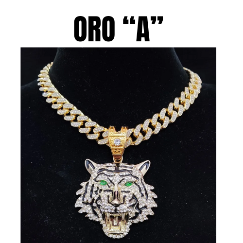 Hip Hop 3D Tiger Pendant Necklace with 13mm Crystal Cuban Chain HipHop Iced Out Bling Necklaces Men Women Fashion Charm Jewelry