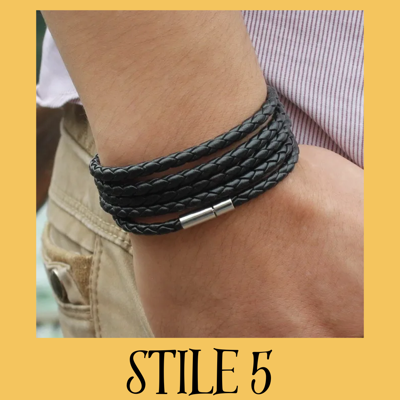 Bracciale lunghezza 90 cm. 5 giri polso, colori assortiti per polsi da 17 a 20 cm.