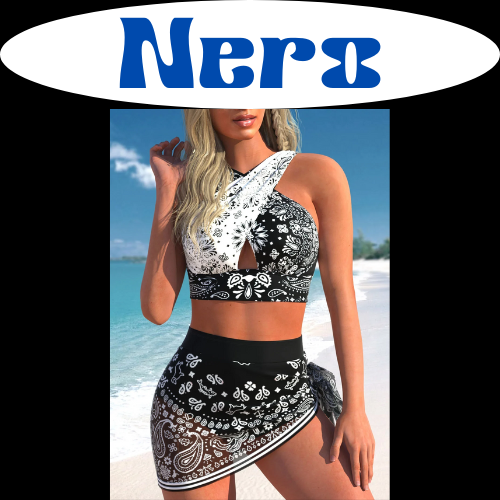 New Summer Beach New Women's Bikini Two Piece Swimming Suit Water Drop Print Cross Tie Beach Suit S-6XL