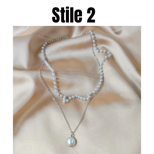 SUMENG 2024 New Fashion Kpop Pearl Choker Necklace Cute Double Layer Chain Pendant For Women Jewelry Girl Gift