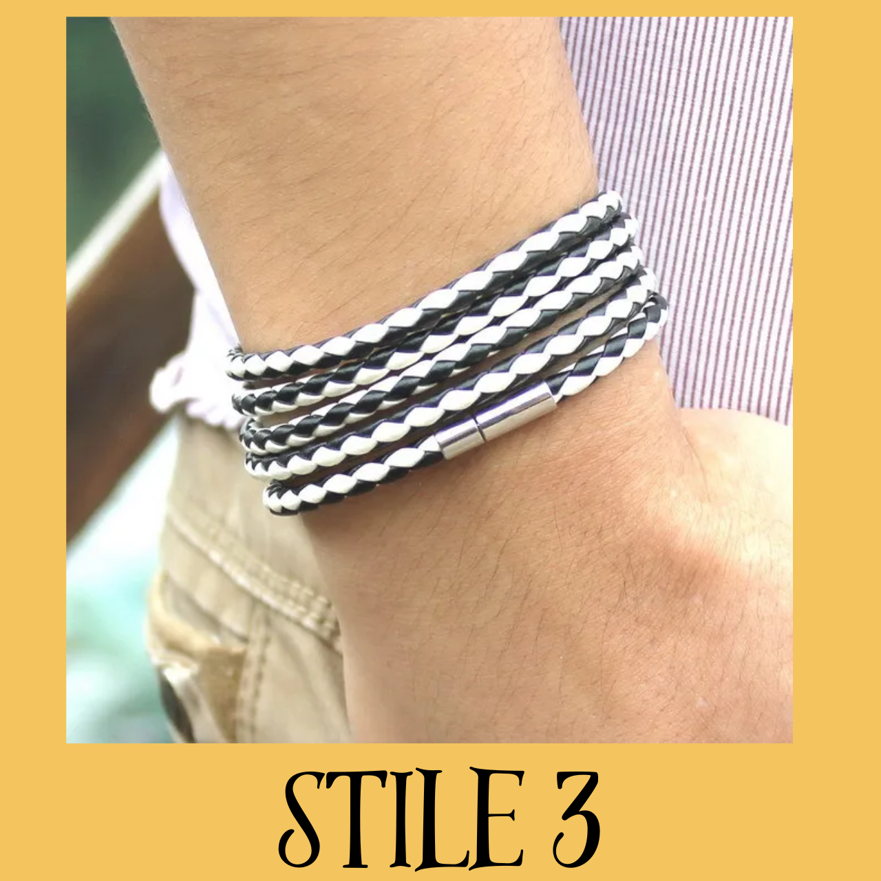 Bracciale lunghezza 90 cm. 5 giri polso, colori assortiti per polsi da 17 a 20 cm.
