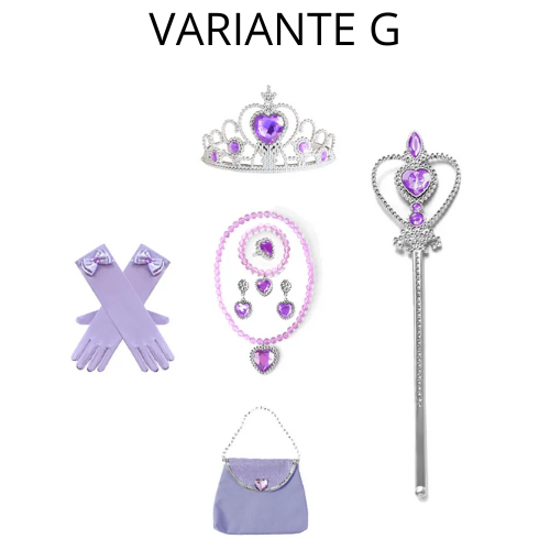 Carnevale, festa . Accessori per abito da principessa. Parrucca, corona, guanti ed altri accessori per outfit da principessa.