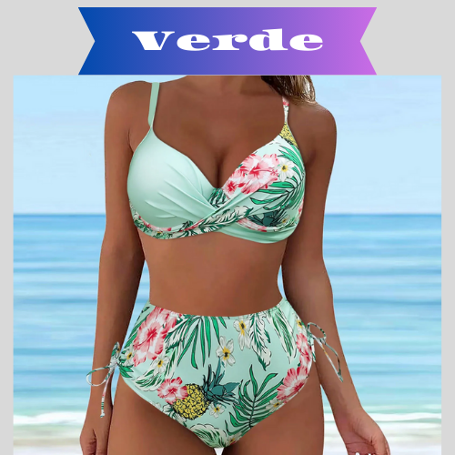 Tropical Print Bikinis For Women Push Up Large Size Split Bikini Small Fresh Printed Hard Pack Swimsuit парео женские пляжные