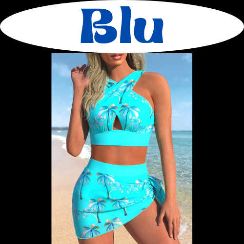 New Summer Beach New Women's Bikini Two Piece Swimming Suit Water Drop Print Cross Tie Beach Suit S-6XL