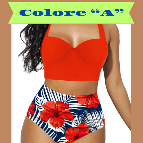 Women Push Up Bikini Set Summer Sexy Slim Flower Print Female High Waist Swimming Suits