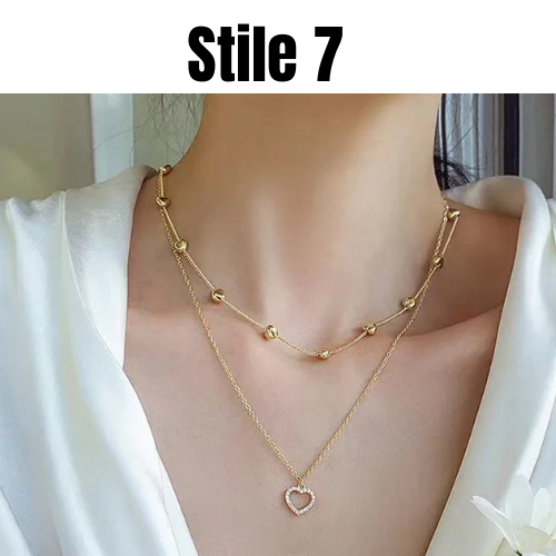 SUMENG 2024 New Fashion Kpop Pearl Choker Necklace Cute Double Layer Chain Pendant For Women Jewelry Girl Gift