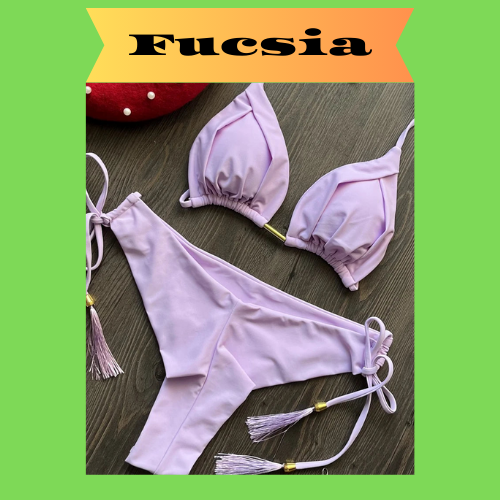 2023 New Sexy Triangle Bathing Suit for Women Brazilian Bikinis Halter Swimwear Push Up Swimsuit Metal Chain Beach Bikini Set
