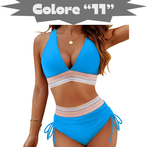 2025 Women's Shoulder High Waist Split Bikini Swimsuit Set with Chest Cushion and Adjustable Shoulder Straps