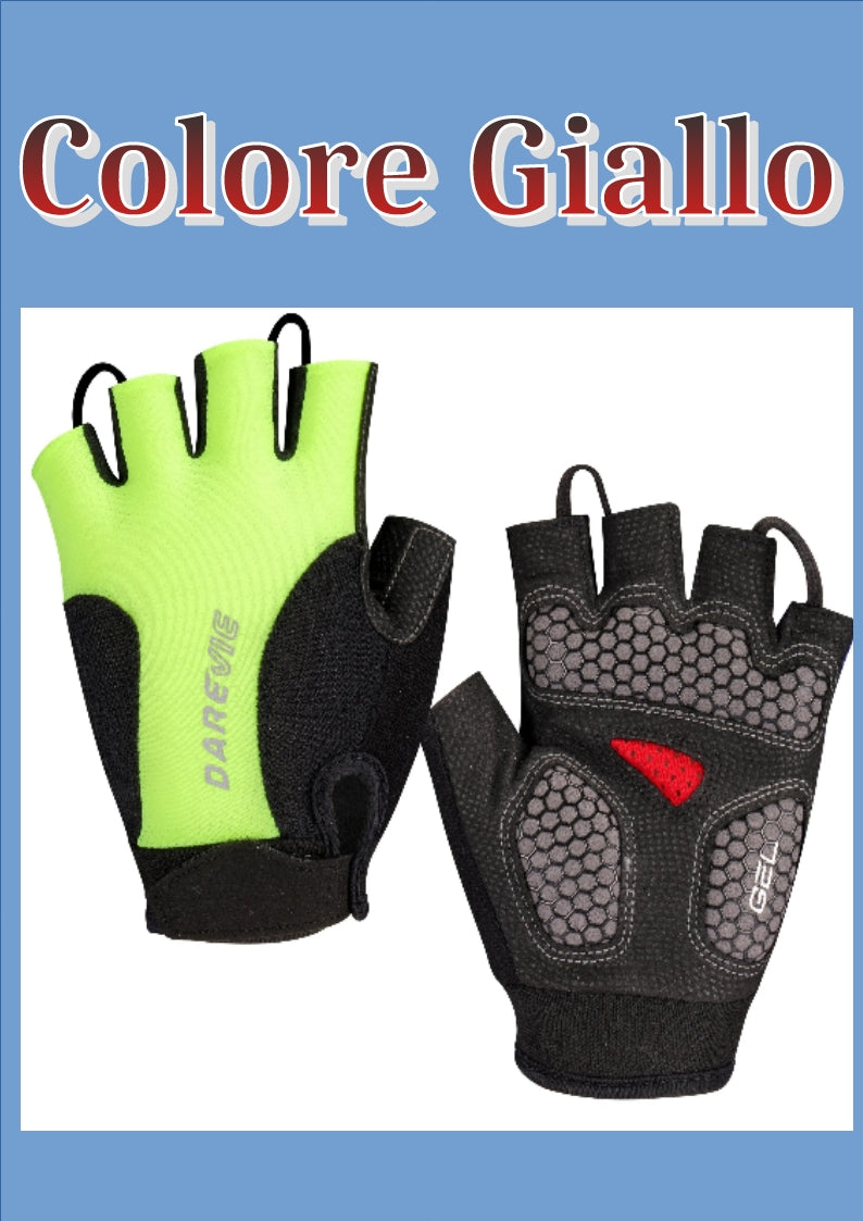Guanti sportivi mezze dita, traspiranti, anti shock gel 60 kg/m³.